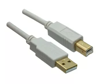 DINIC USB 2.0 HQ Kabel A auf B Stecker, 28 AWG / 2C, 26 AWG / 2C, weiß, 3,00m, DINIC Polybag